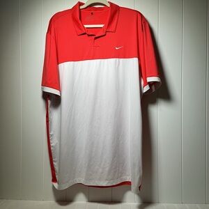 Nike Dri-Fit Golf Polo Shirt Men's Size XL  Short Sleeve Orange & White